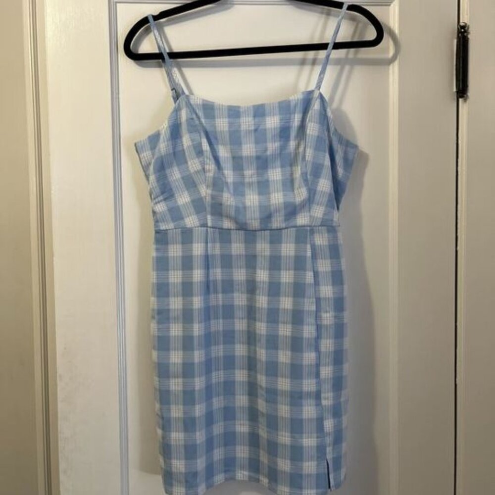 BP Preppy Blue & White Plaid Mini Dress